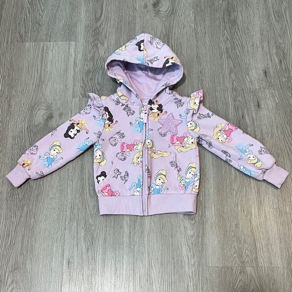 Little Girl's Disney Princess & Solid Blue Full Zip Hooded Sweat Jackets Size 4T - Picture 4 of 13